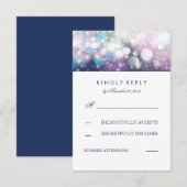RSVP Cards für String Lights Navy Wedding Karte (Vorne/Hinten)