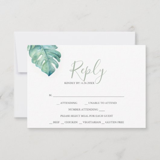 RSVP Cards für tropische Vegetation (Vorderseite)