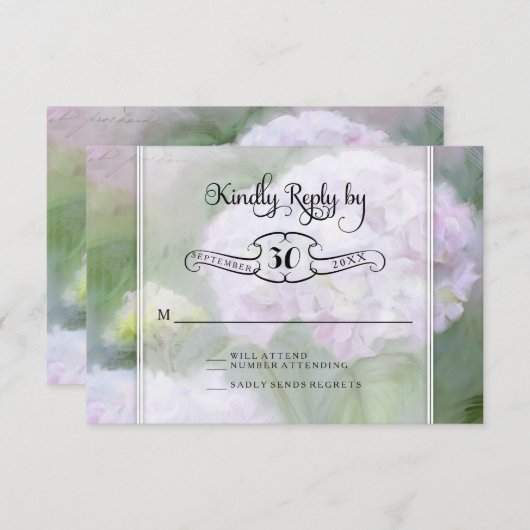 RSVP Cards Hydrangea Garden Blume Typografie (Vorne/Hinten)