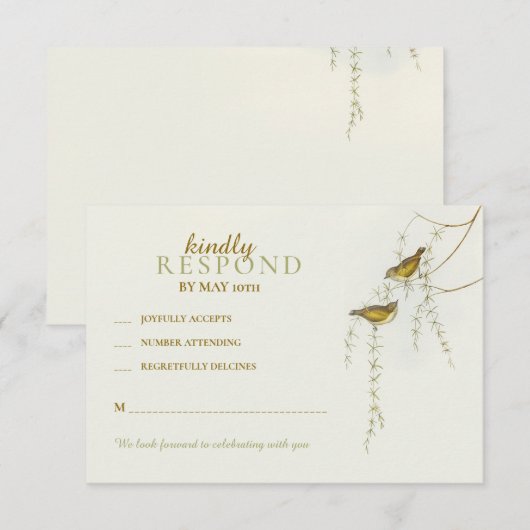RSVP Cards Love Birds (Vorne/Hinten)