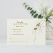RSVP Cards Love Birds Karte (Stehend Vorderseite)