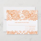 RSVP Cards Love Birds Orange Coral Whimsical Karte (Rückseite)