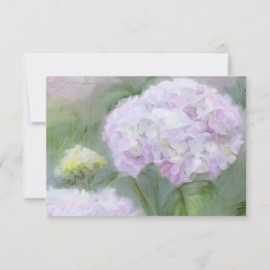 RSVP Cards Monet Style Gold Frame Hydrangea Blume (Rückseite)