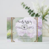 RSVP Cards Monet Style Gold Frame Hydrangea Blume Karte (Stehend Vorderseite)