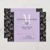 RSVP Cards Monogram Kronier Lila (Vorne/Hinten)