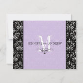 RSVP Cards Monogram Kronier Lila (Rückseite)