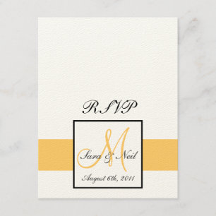 RSVP Cards Monogramm Gelb Karte