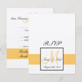 RSVP Cards Monogramm Gelb Karte (Vorne/Hinten)