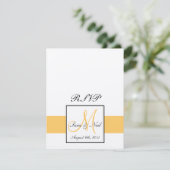 RSVP Cards Monogramm Gelb Karte (Stehend Vorderseite)
