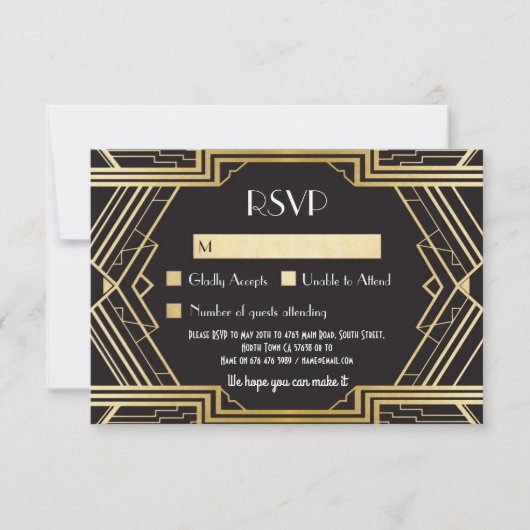 RSVP Cards Vintage Gatsby Wedding Einladungen aus (Vorderseite)