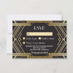RSVP Cards Vintage Gatsby Wedding Einladungen aus