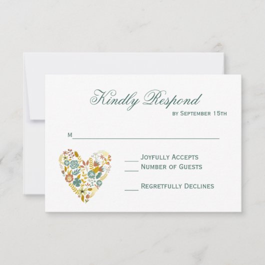 RSVP Cards von Autumn Boho floral Heart Hochzeit i (Vorderseite)