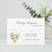 RSVP Cards von Autumn Boho floral Heart Hochzeit i (Stehend Vorderseite)