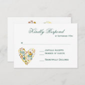 RSVP Cards von Autumn Boho floral Heart Hochzeit i (Vorne/Hinten)