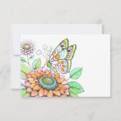 RSVP Cards Wasserfarbenschmetterling und Blume Karte (Rückseite)