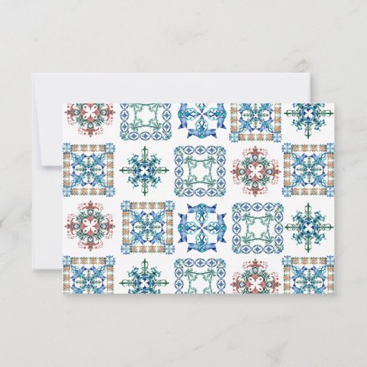 RSVP Cards with Meal Choice Lemon Amalfi Tile (Rückseite)