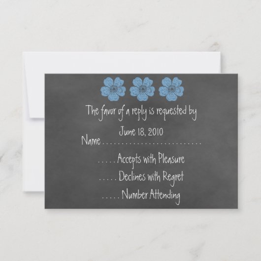 RSVP Chalkboard "Wild Blue Rose" Karte (Vorderseite)