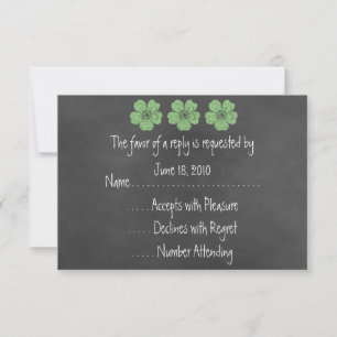 RSVP Chalkboard "Wilde grüne Rose" Karte