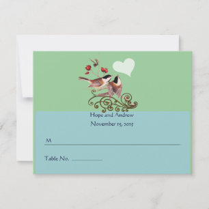 RSVP Chickadee Liebesvögel Hochzeitsplatzkarte Karte