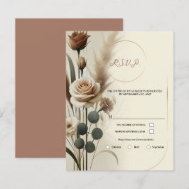 RSVP (Cream & Mocha Geometric Floral Wedding) Einladung