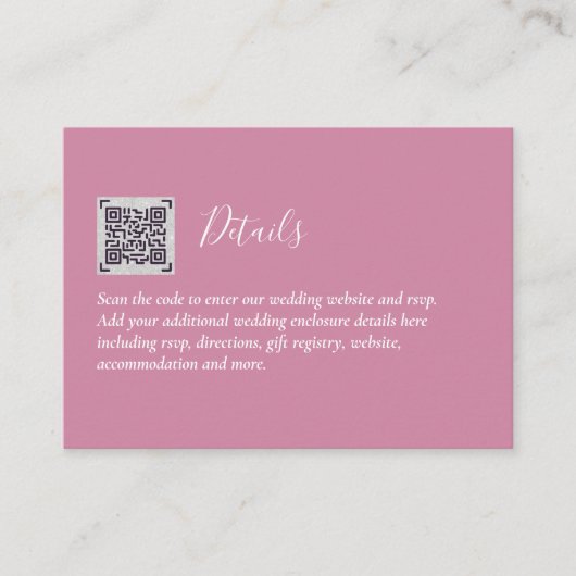 RSVP-Daten zum Hochzeitsehen mit QR-CODE - JEDE FA Begleitkarte (Vorderseite)
