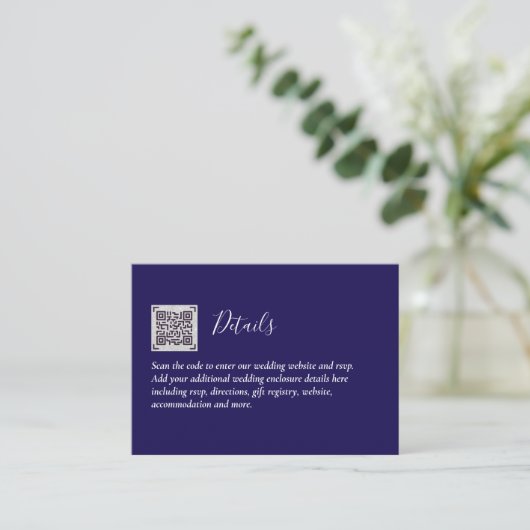 RSVP-Daten zum Hochzeitsehen mit QR-CODE - JEDE FA Begleitkarte (Stehend Vorderseite)