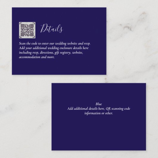 RSVP-Daten zum Hochzeitsehen mit QR-CODE - JEDE FA Begleitkarte (Vorne/Hinten)