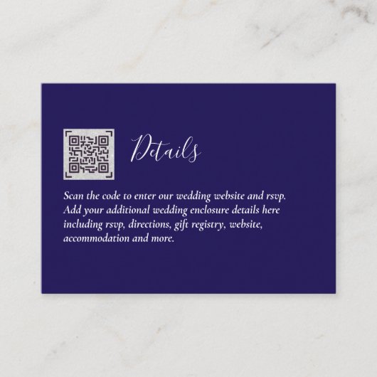 RSVP-Daten zum Hochzeitsehen mit QR-CODE - JEDE FA Begleitkarte (Vorderseite)