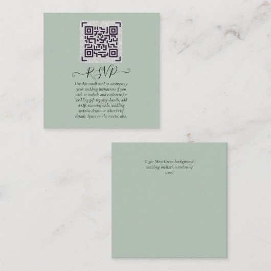 RSVP-Daten zum Hochzeitsehen mit QR-CODE - JEDE FA Quadratische Visitenkarte (Vorne/Hinten)