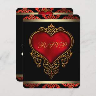 RSVP Einladung für Red Black and Gold Wedding