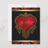 RSVP Einladung für Red Black and Gold Wedding (Vorderseite)