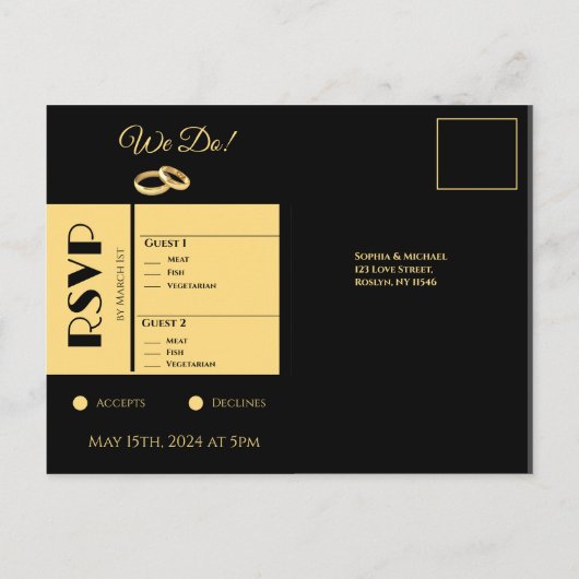 RSVP- EINLADUNGSPOSTKARTE (Rückseite)