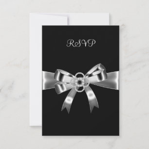RSVP Elegant Schwarz Silber Metall Bogen 3 Einladung