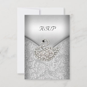 RSVP Elegant Silber Weiße Schwan Geburtstagsfeier Einladung