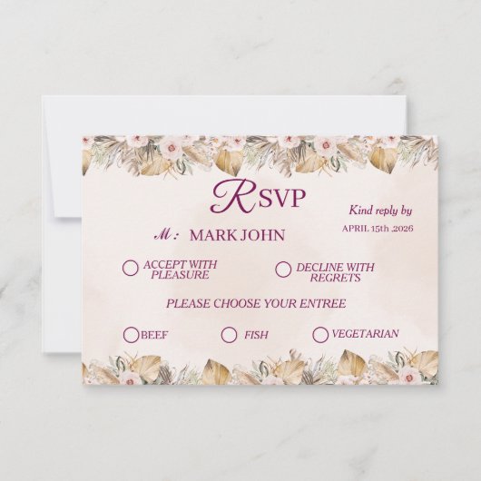 RSVP Elegante Blumengoldene Hochzeit (Vorderseite)