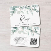 RSVP Eucalyptus Watercolor QR Code Wedding Begleitkarte