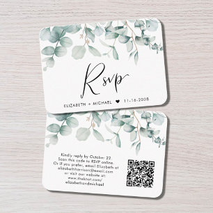 RSVP Eucalyptus Watercolor QR Code Wedding Begleitkarte