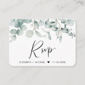 RSVP Eucalyptus Watercolor QR Code Wedding Begleitkarte (Vorderseite)