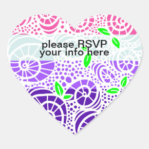 RSVP Frühlings-Doodle-Blätter und wirbelnde Schnec Herz-Aufkleber