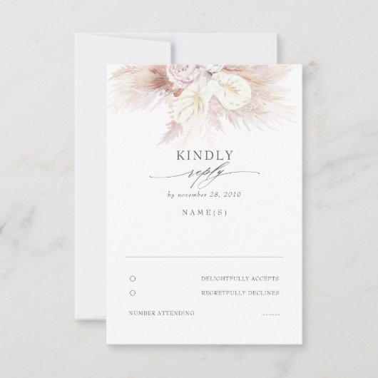 RSVP für Anthurien und Pampas Grass Wedding Karte (Vorderseite)