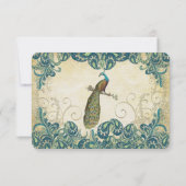 RSVP für aquamarin- und Goldpfauenhochzeit (Rückseite)