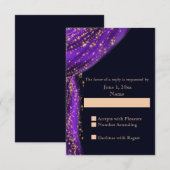 RSVP für arabische Nächte Lila & Gold Wedding Karte (Vorne/Hinten)
