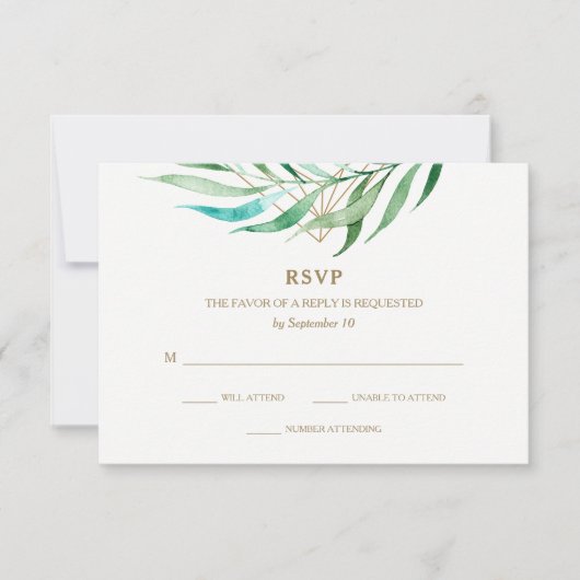 RSVP für botanische Hochzeiten und geometrische Ho (Vorderseite)