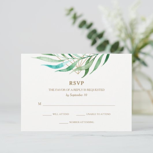 RSVP für botanische Hochzeiten und geometrische Ho (Stehend Vorderseite)