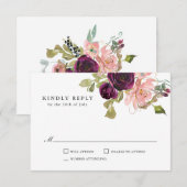 RSVP für Burgund und Rosa Hochzeit Karte (Vorne/Hinten)