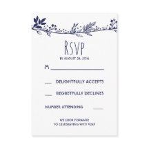 RSVP für die Hochzeit von weißem und marinem Flor
