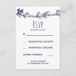 RSVP für die Hochzeit von weißem und marinem Flor Karte