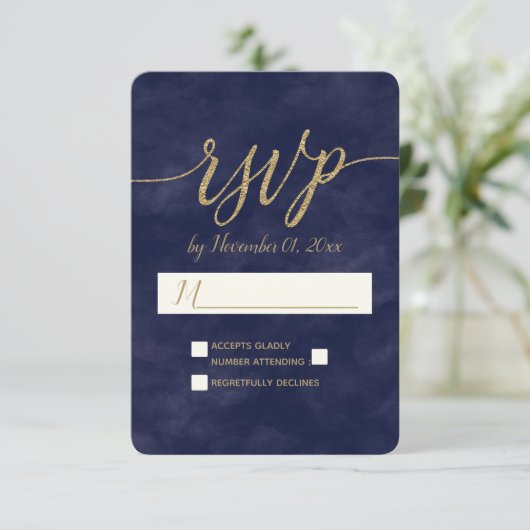 RSVP für einfache Hochzeit von Wasserfarben und Go (Stehend Vorderseite)