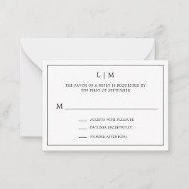 RSVP für einfache Schwarz-Weiß-Hochzeit Mitteilungskarte