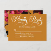 RSVP für elegante Rosa Flora und Gold-Hochzeiten (Vorne/Hinten)